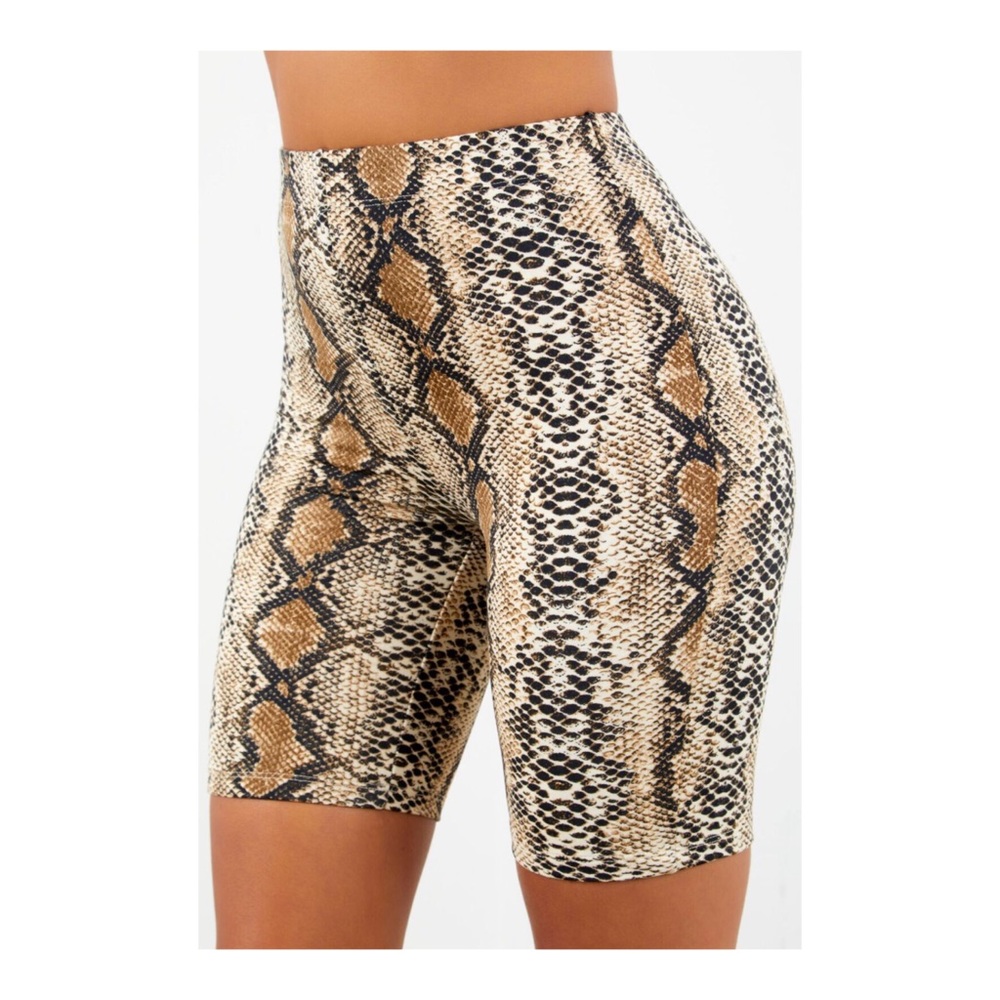 SNAKE SKIN PRINT BIKER CYCLE SHORTS